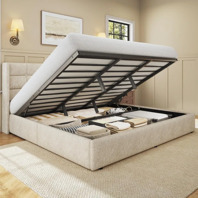Gas Lift Storage Bed Hydraulic - هيكل سرير HISOFT بحجم كينج مع