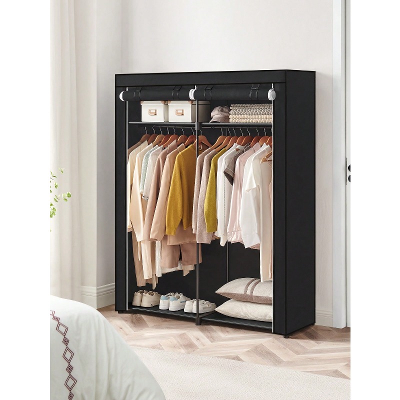 Wardrobe Closet Portable Fabric Cover - خزانة ملابس سوداء، خزانة ملابس محمولة