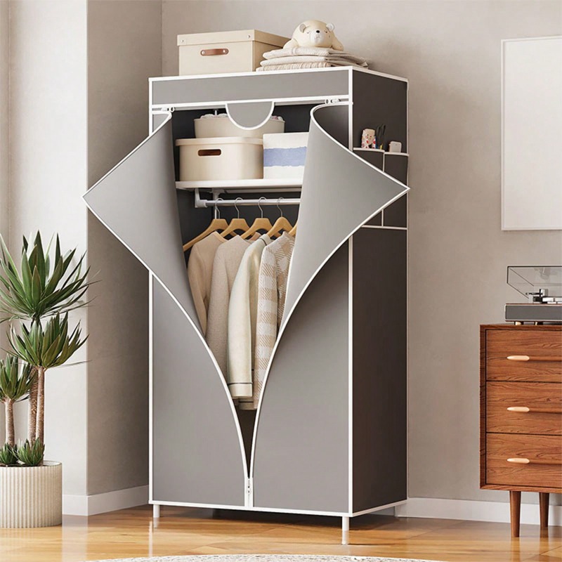 Wardrobe Closet Portable Fabric Cover - خزانة ملابس قماشية محمولة باللون الأحمر/الرمادي/الأزرق/البني