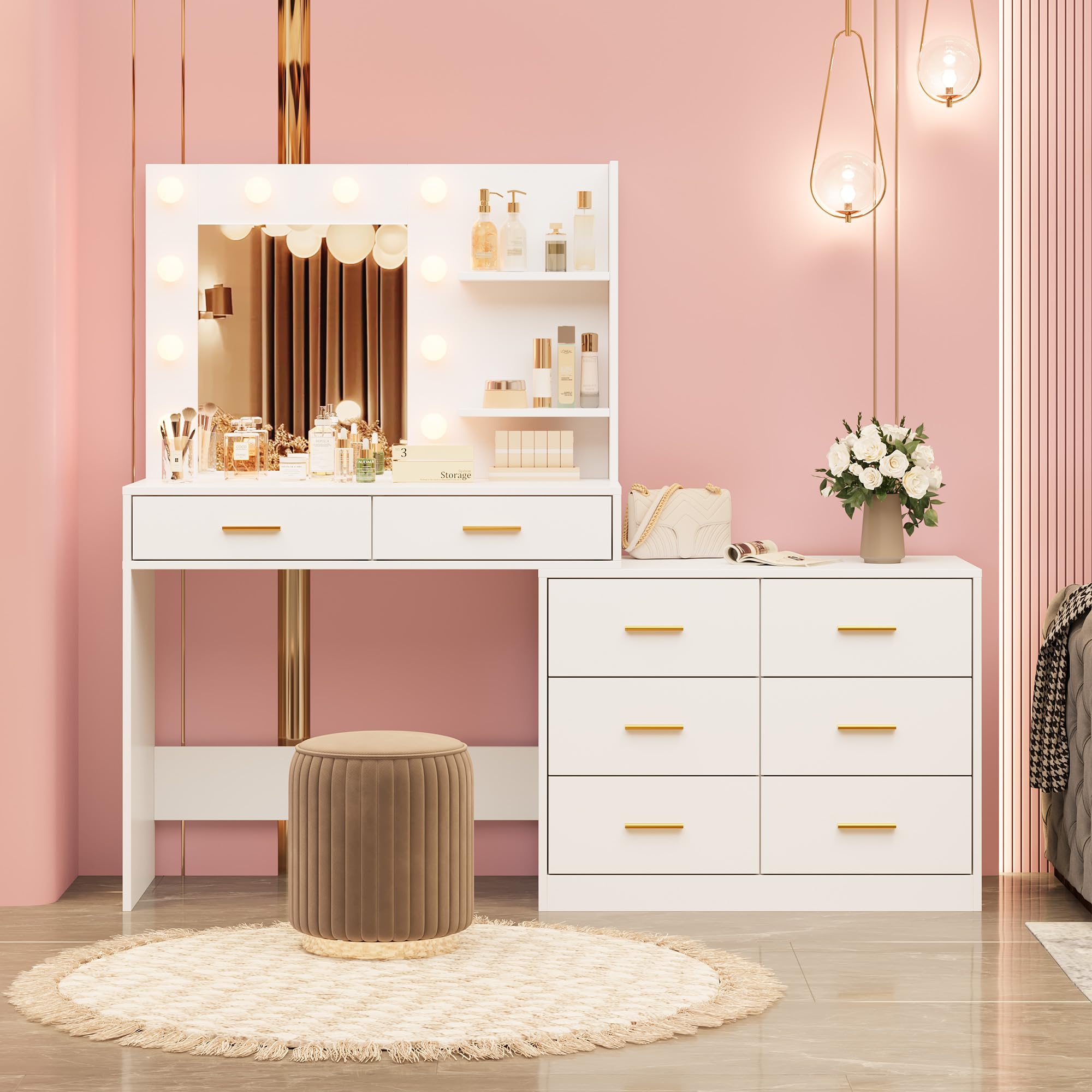 Dressing Table Vanity With Lighted Mirror - طاولة مكياج بحجم 61 بوصة مع