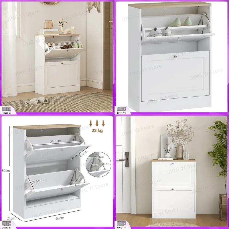 خزانة أحذية ضيقة مع درجين قلاب - مراجعة Shoe Rack Cabinet Narrow Entryway وسعره
