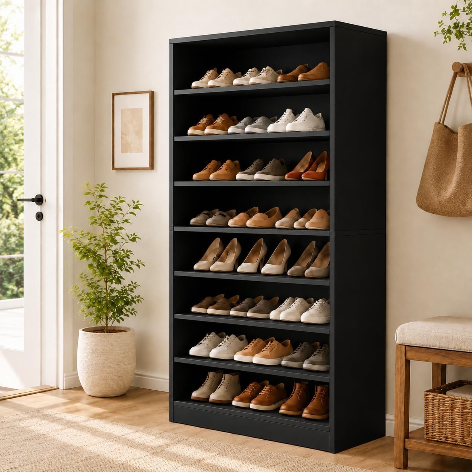 خزانة أحذية طويلة بتسعة طبقات  - مراجعة Shoe Rack Cabinet Narrow Entryway وسعره