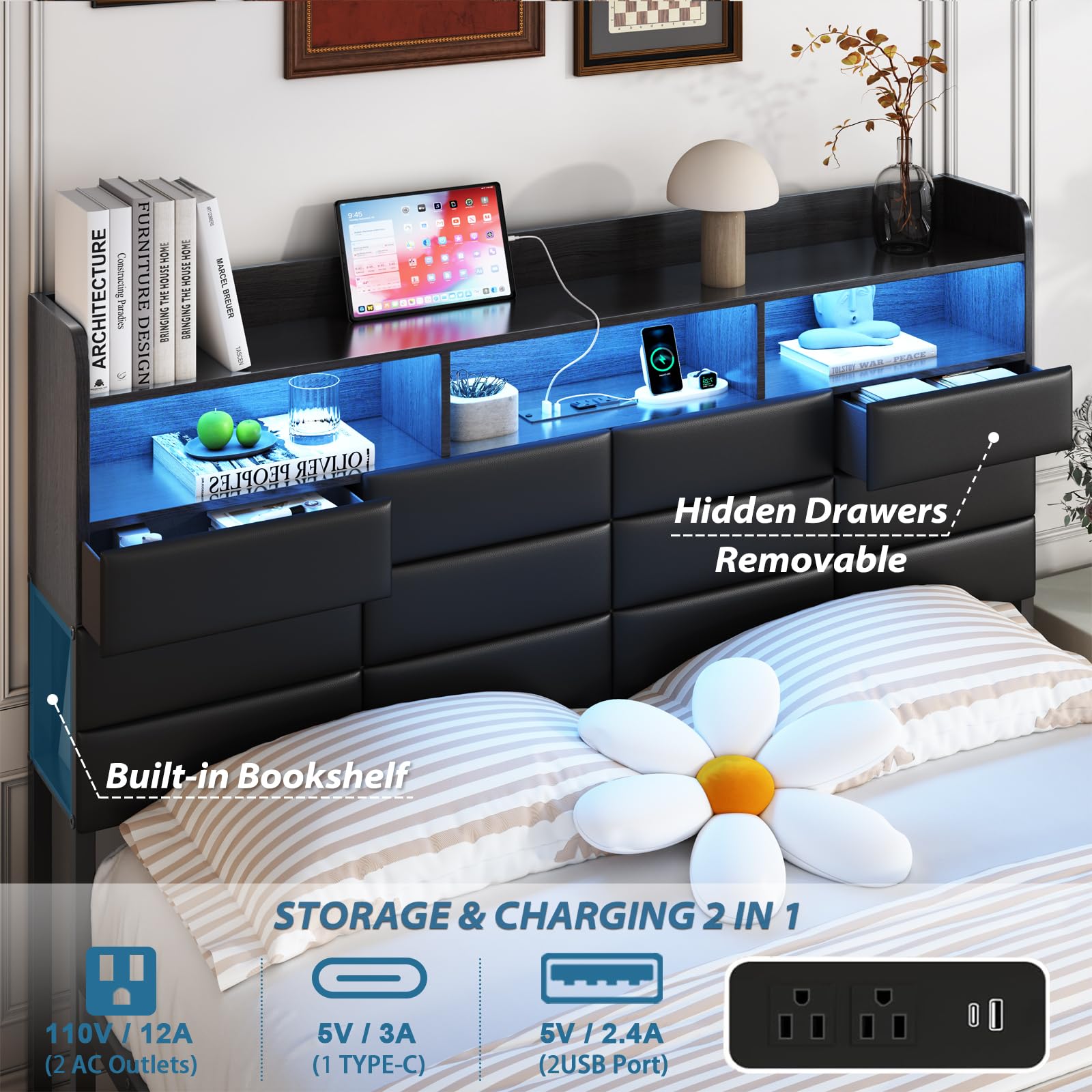 إطار سرير كبير الحجم مع أدراج  - مراجعة King Size Bed Frame With Storage Drawers وسعره