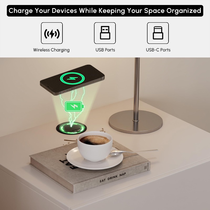 مجموعة من طاولتي سرير عائميلتي - مراجعة Floating Nightstand With Led Light وسعره