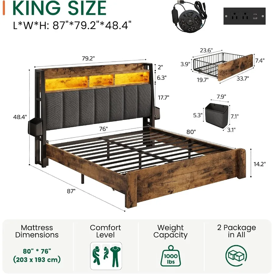 إطار سرير بحجم كينج مع درجين ل - مراجعة King Size Bed Frame With Storage Drawers وسعره