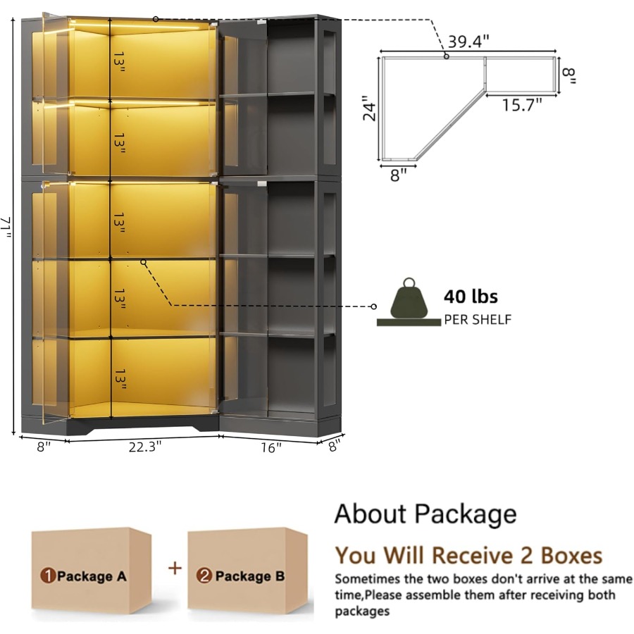 خزانة عرض زاوية مع أبواب زجاجي - مراجعة Storage وسعره