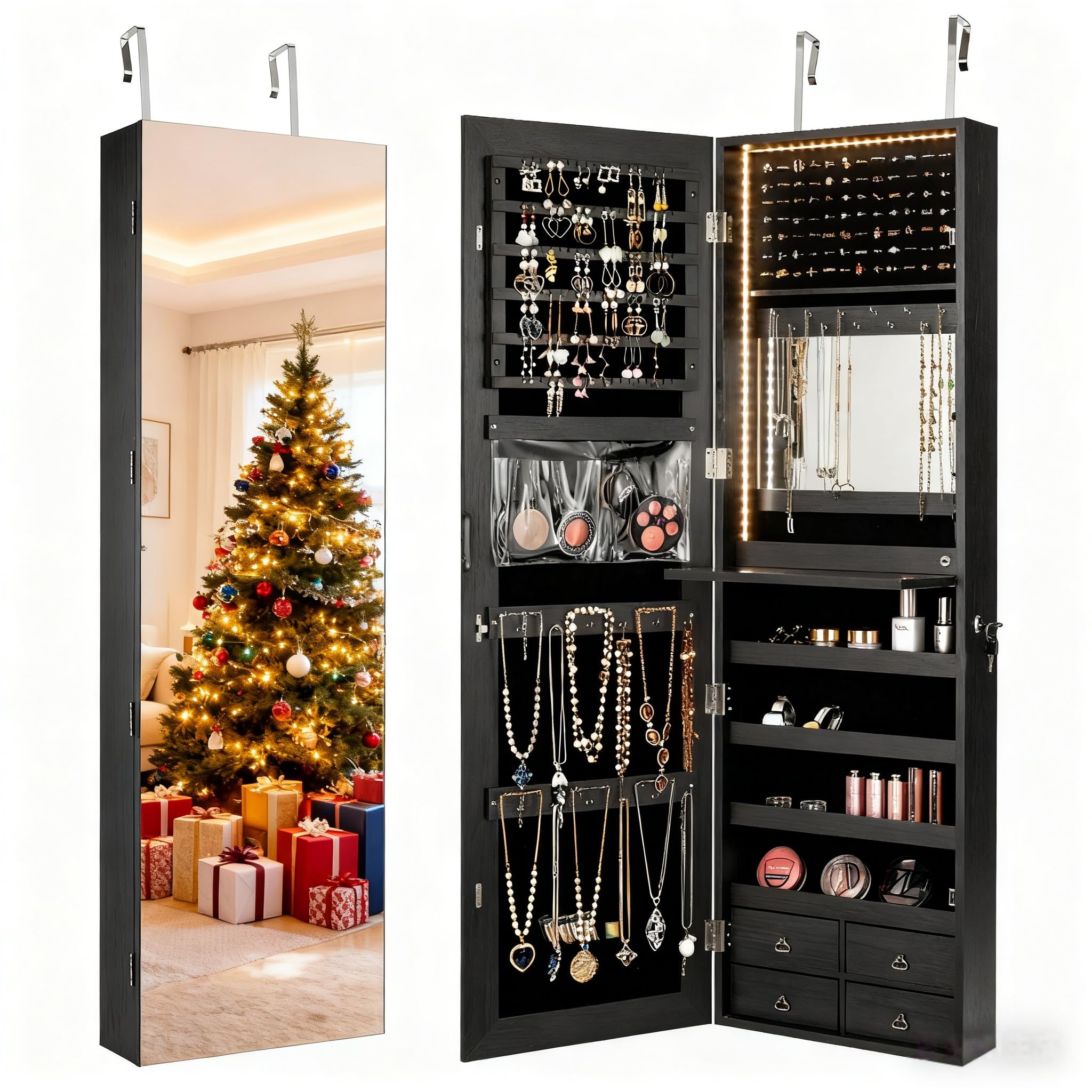 خزانة مجوهرات بإضاءة LED مقاس  - مراجعة Full Length Mirror Jewelry Armoire وسعره