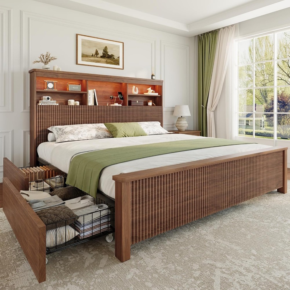 إطار سرير كبير الحجم مع 4 أدرا - مراجعة King Size Bed Frame With Storage Drawers وسعره
