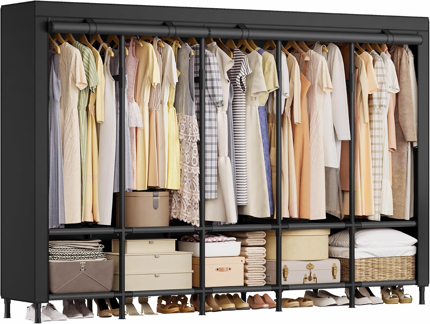 خزانة ملابس محمولة بطول 83.5 ب - مراجعة Wardrobe Closet Portable Fabric Cover وسعره